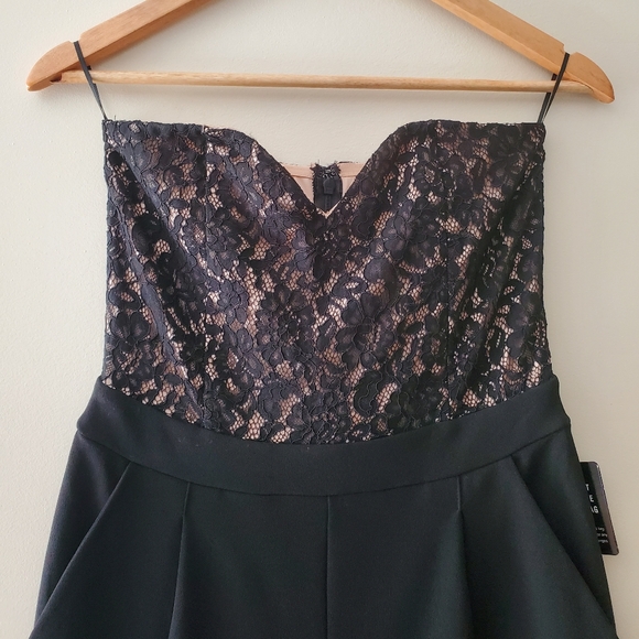 Express Lace Bodice Strapless Sweetheart Jumpsuit - Picture 8 of 16